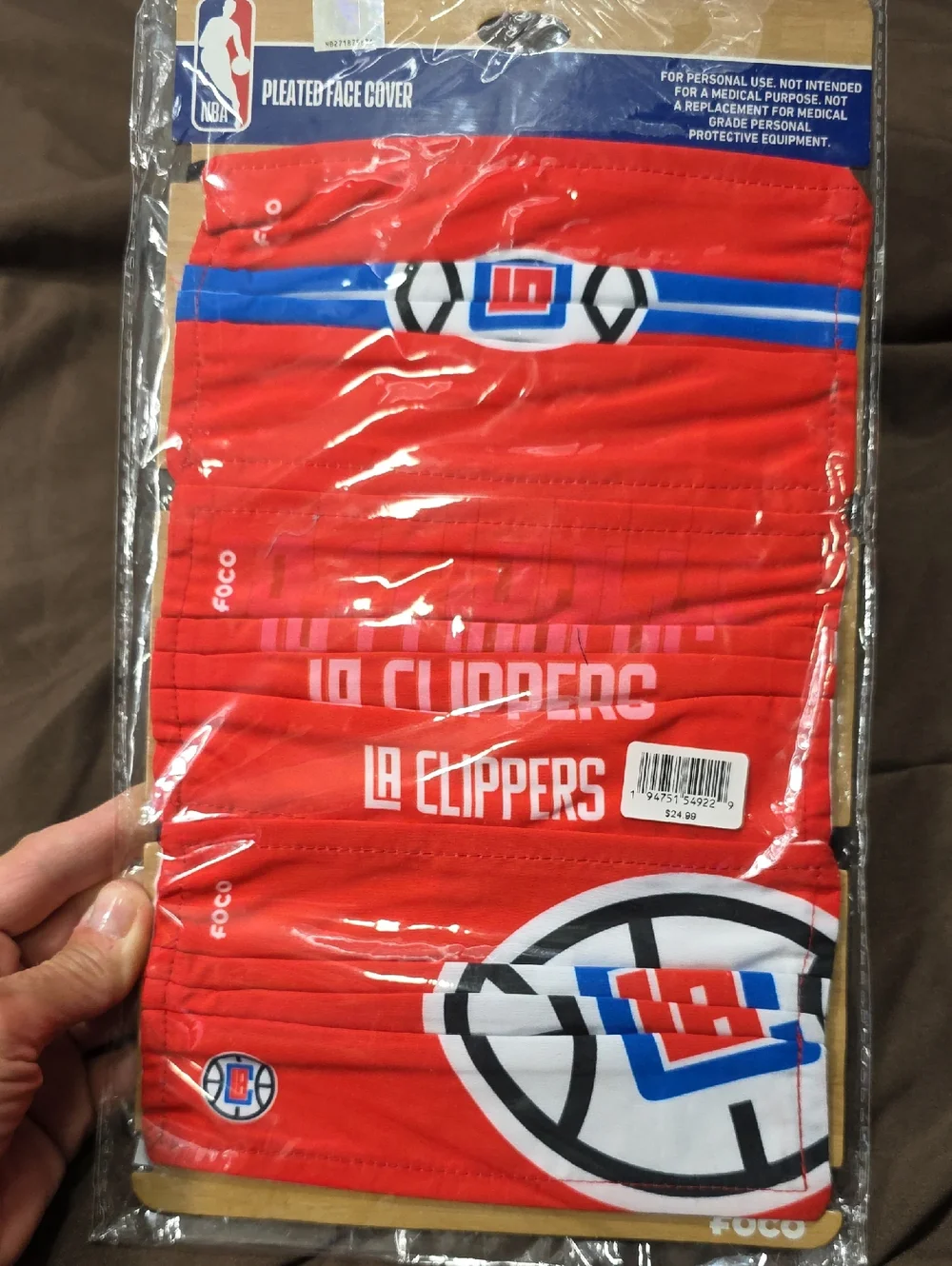 NBA LA Clippers Red Face Cover with Blue and White Accents